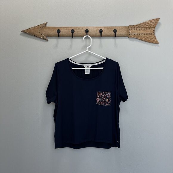 Lucky Brand | Blue Floral Pocket Sleep Top Soft Short Sleeve XL Boho - Picture 3 of 7